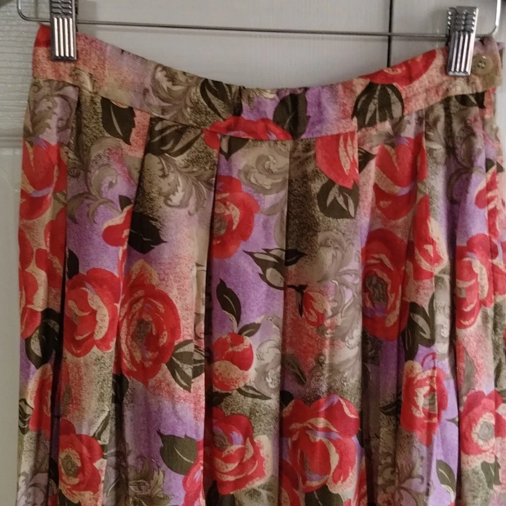 Vintage floral pleated maxi skirt Pendalton size 8 festival - Picture 3 of 11
